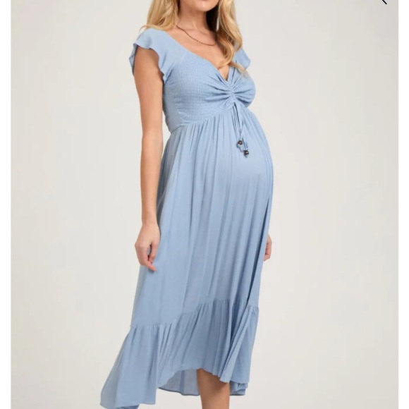 Elegant Blue Maternity Dress - Picture 2 of 6